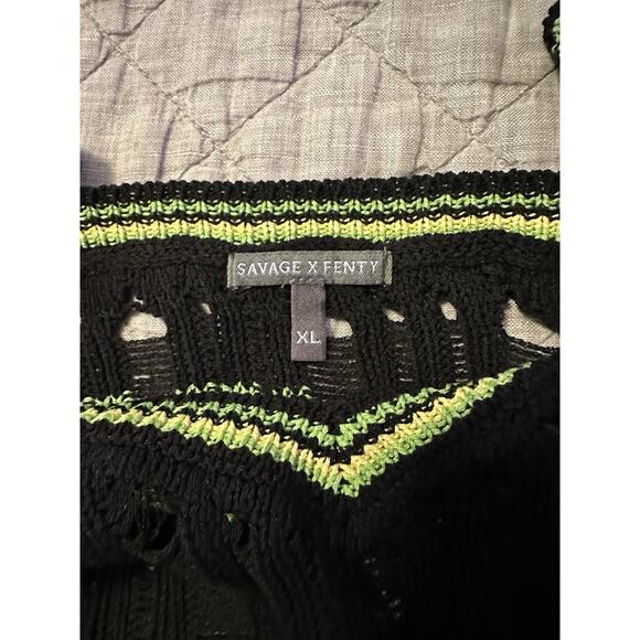 Savage X Fenty Crochet Knit Midi Dress Size XL Bodycon Boho Chic Y2K Tropical - Picture 6 of 9